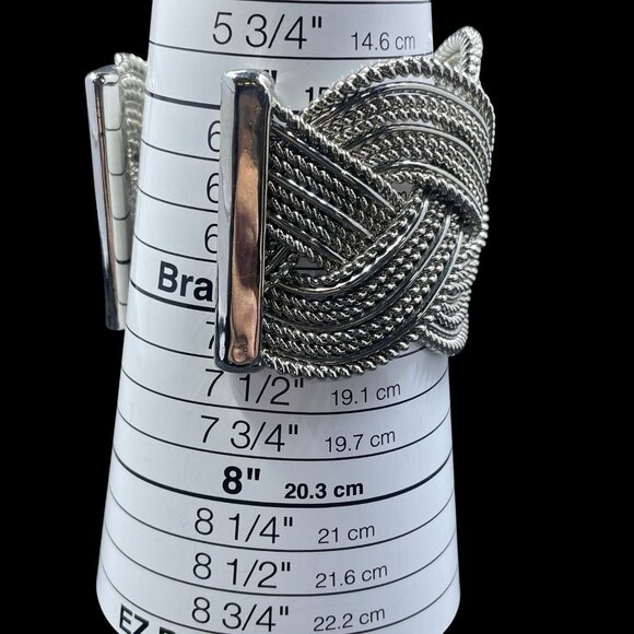 Silver Statement Cuff Bracelet Chunky Rope Bold Corporate Minimalist Gorpcore - Picture 6 of 6